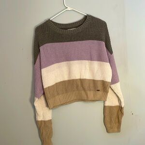 Hollister color-blocked cropped cable-knit sweater